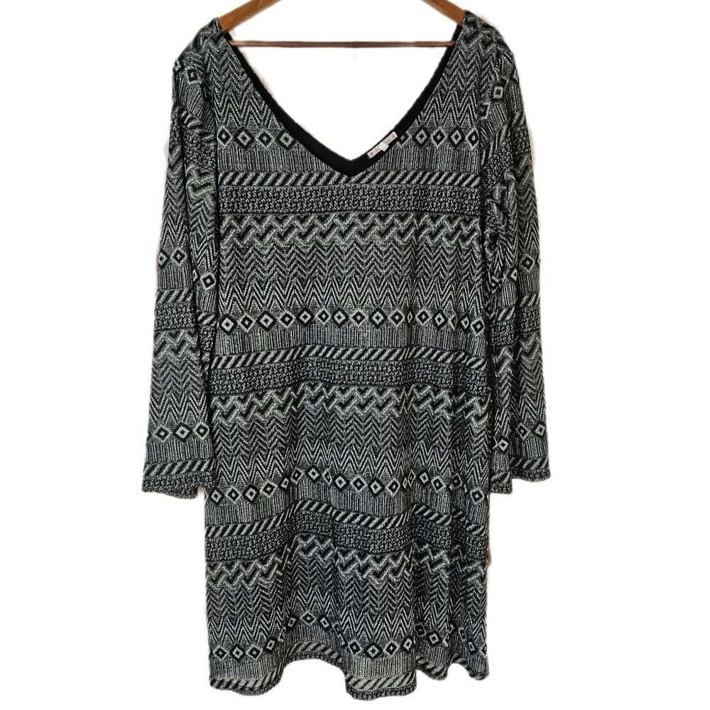 free 2‎ luv Boho Flowy Bell Sleeve Dress Women's 2X Silver Metallic Witchy Glam